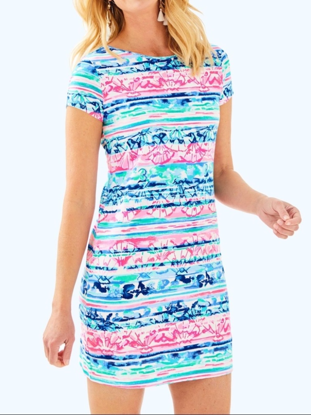 Lilly Pulitzer Marlowe A Wave From It Cotton Tee Shirt Mini Dress XS, preloved
